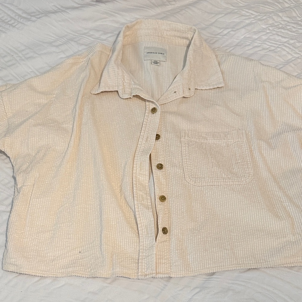 American Eagle Outfitters Beige Corduroy Shirt